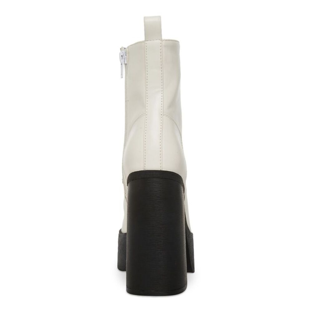 MADDEN GIRL Womens White 1-1/2" Platform Driven Toe Block Heel Combat Boots 10 M - Picture 2 of 4